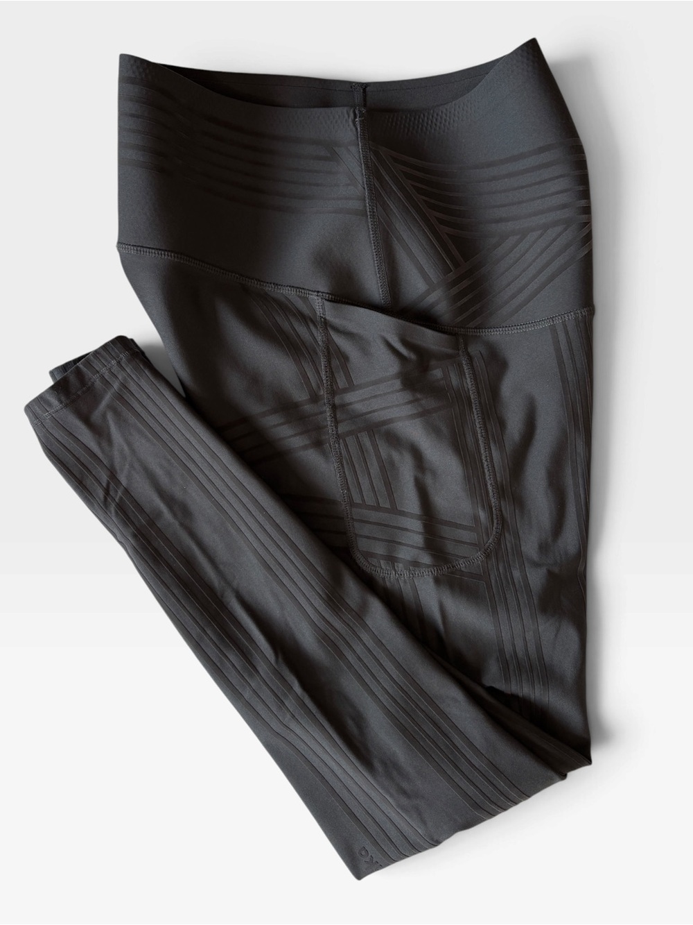 Fanka Gray Body Sculpt Side Pocket Leggings High Rise Geometric Compression - Picture 8 of 11